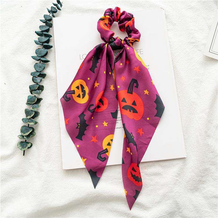 Wholesale of Autumn and Winter Halloween Ribbon Women's Fabric Hair Scrunchies
